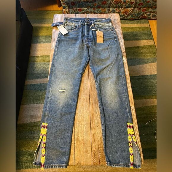 Polo Ralph Lauren Callen High Rise jeans Beaded Aztec - Picture 1 of 5